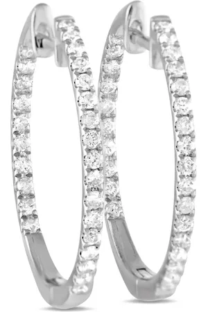 LB Exclusive 14K white gold Inside-Out diamond hoop earrings