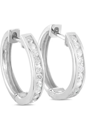 LB Exclusive 14K white gold diamond hoop earrings