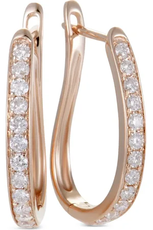 LB Exclusive 14kt rose gold diamond hoop earrings