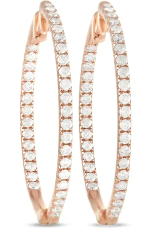 LB Exclusive 14K rose gold diamond hoop earrings