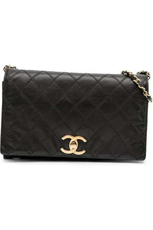 CHANEL 1986-1988 Small CC Quilted Lambskin Turnlock Full Single Flap crossbody bag
