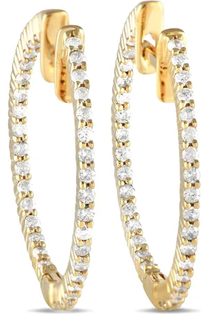 LB Exclusive 14K yellow Inside-Out diamond hoop earrings