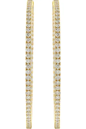 LB Exclusive 14K yellow diamond hoop earrings