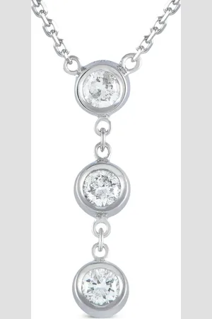 LB Exclusive 14kt white gold diamond trio pendant necklace