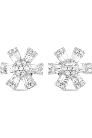 LB Exclusive 14kt white gold diamond pinwheel stud earrings