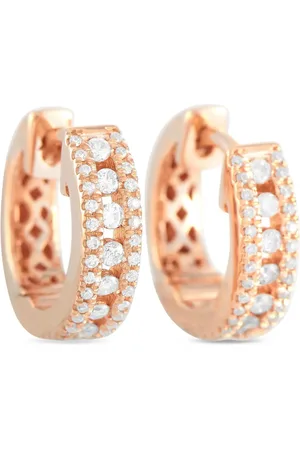 LB Exclusive 14K rose gold diamond huggie earrings