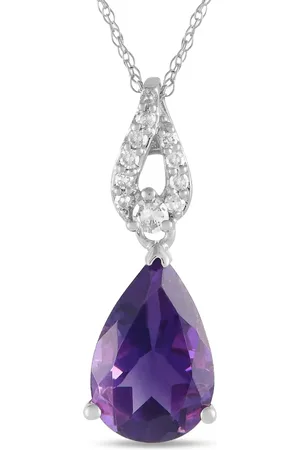 LB Exclusive 14kt gold diamond and amethyst necklace