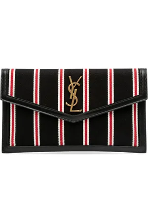 Saint Laurent 2021 Canvas Striped Uptown Pouch clutch bag