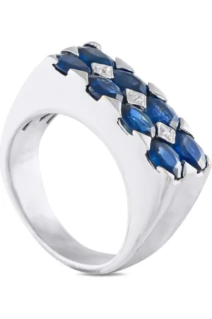 LB Exclusive 18K white gold diamond and sapphire ring