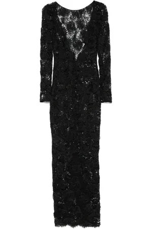Alessandra Rich Sequin-embellished floral-appliqué maxi dress