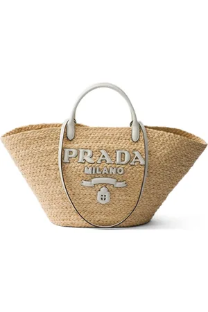 Prada Logo-appliqué interwoven-design tote bag