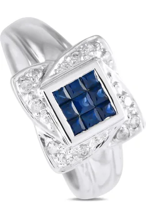 LB Exclusive 14kt white gold diamond and sapphire ring