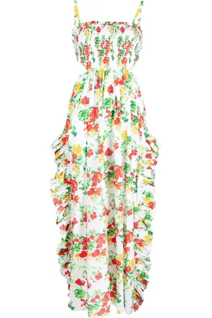 Caroline Constas Floral-print smocked dress