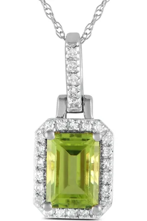 LB Exclusive 14kt white gold diamond and peridot necklace