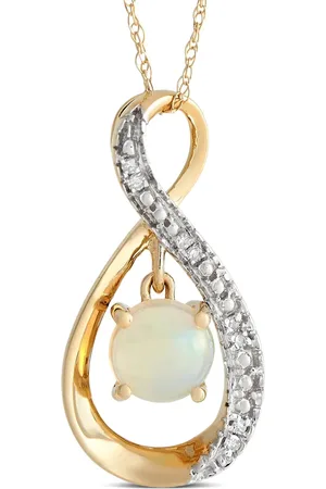 LB Exclusive 14K yellow diamond and opal necklace