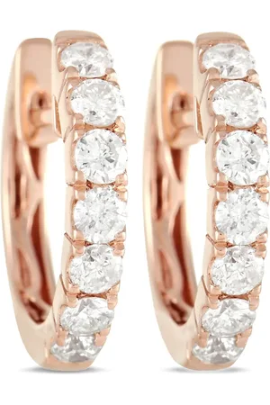 LB Exclusive 14K rose gold diamond hoop earrings