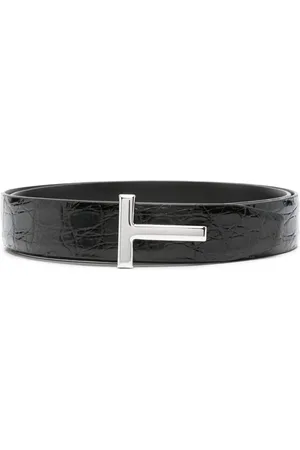 Tom Ford Croc-embossed T leather belt