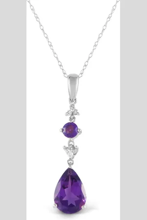 LB Exclusive 14kt white gold diamond and amethyst pendant necklace