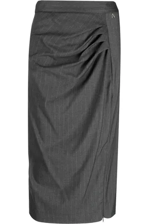 Twin-Set Pinstripe pleat-detail midi skirt