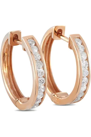 LB Exclusive 14K rose gold diamond hoop earrings