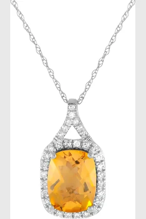 LB Exclusive 14K white gold diamond and citrine necklace