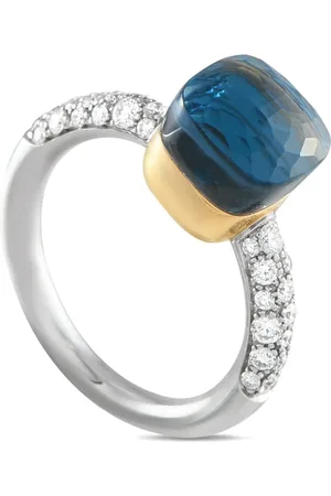 Pomellato 18K gold Nudo diamond and topaz ring