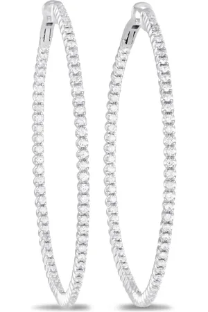 LB Exclusive 14K white gold diamond hoop earrings