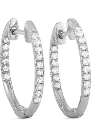 LB Exclusive 14K white gold diamond hoop earrings