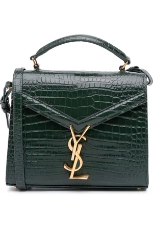 Saint Laurent 2020 Mini Croc Embossed Calfskin Monogram Cassandra Top Handle Bag satchel