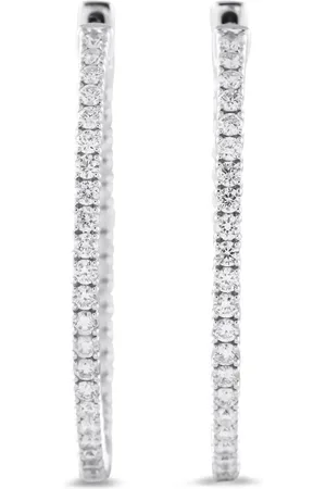 LB Exclusive 14K white gold diamond hoop earrings