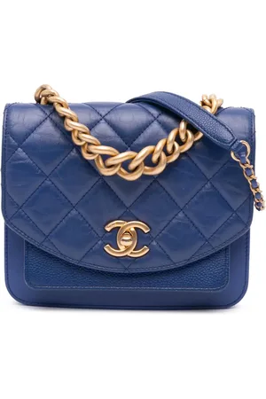 CHANEL 2019 Mini Quilted Aged Calfskin and Caviar Chain Handle Flap satchel