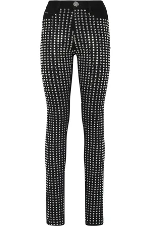 Philipp Plein Crystal-embellished cotton blend skinny jeans
