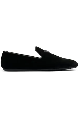 Prada Triangle-logo velvet loafers