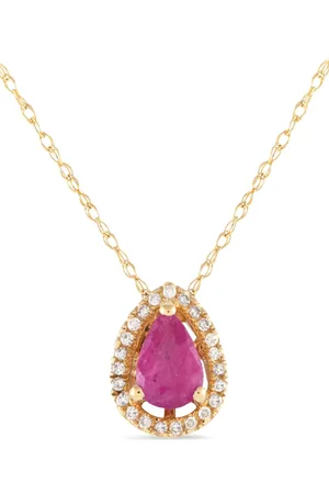 LB Exclusive 14K yellow diamond and ruby necklace