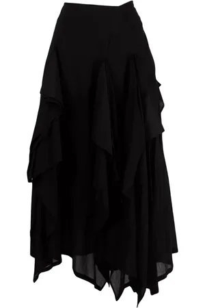 YOHJI YAMAMOTO Asymmetric tiered cotton midi skirt