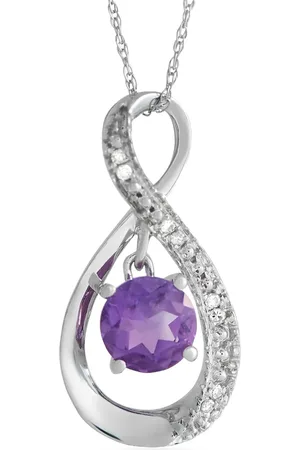 LB Exclusive 14K white gold diamond and amethyst necklace