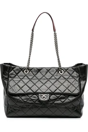 CHANEL 2014 Large Quilted Glazed Calfskin Duo Color tote bag