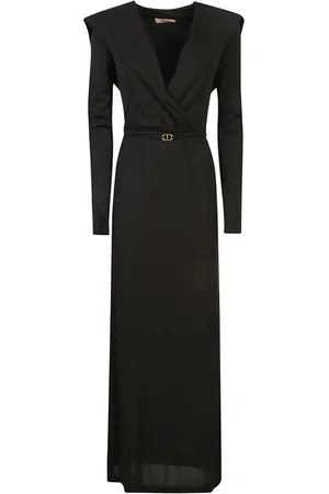 Twin-Set Logo-plaque V-neck maxi dress