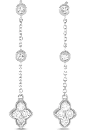 LB Exclusive 14K white gold dangle diamonds earrings