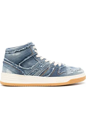 Hogan Distressed denim high-top sneakers