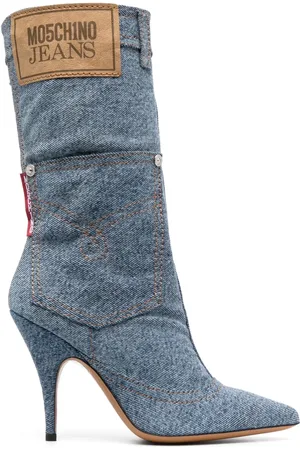 Moschino 115mm logo-patch denim boots