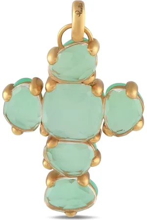 Pomellato 18K yellow Capri chrysoprase cross pendant