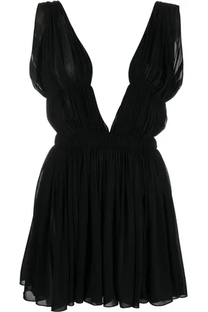 Saint Laurent Pleated open-back mini dress