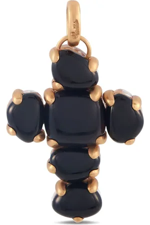 Pomellato 18K rose gold Capri onyx and quartz cross pendant
