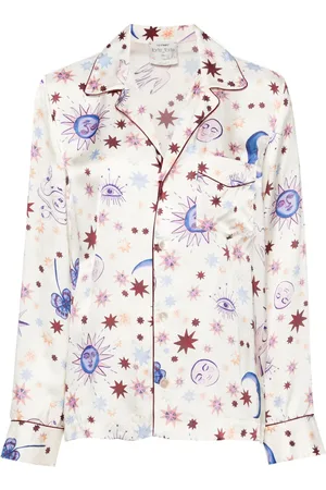 FORTE FORTE Notched-collar graphic-print shirt