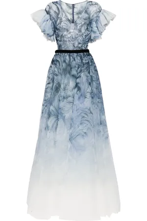 Saiid Kobeisy Abstract-print belted gown