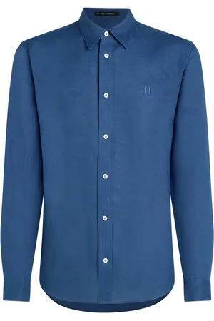 Karl Lagerfeld Monogram-embroidered linen shirt