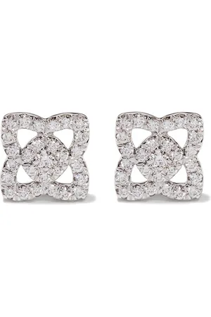 De Beers 18kt white gold Enchanted Lotus diamond small stud earrings
