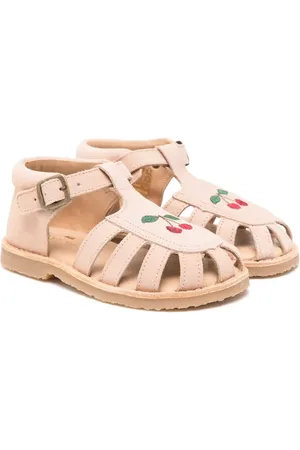 Konges Sløjd Motif-embroidered suede sandals