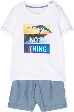 Lapin House Slogan-print shorts set